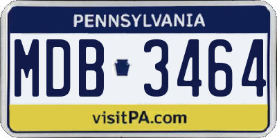 PA license plate MDB3464