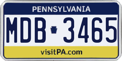 PA license plate MDB3465