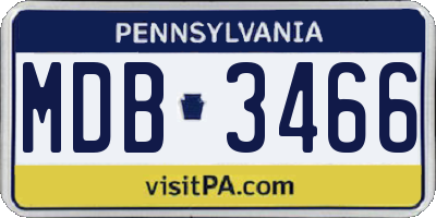 PA license plate MDB3466