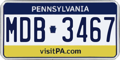 PA license plate MDB3467
