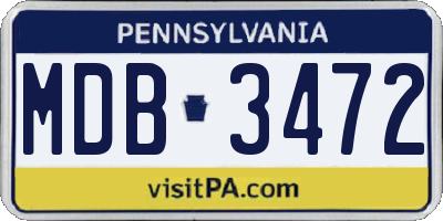 PA license plate MDB3472