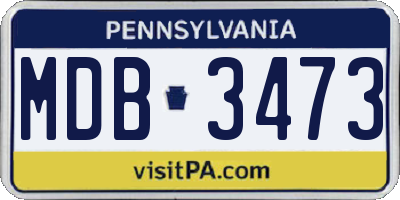 PA license plate MDB3473