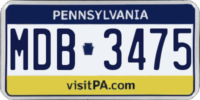 PA license plate MDB3475