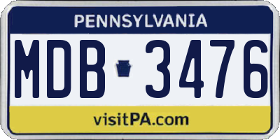 PA license plate MDB3476
