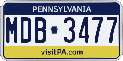 PA license plate MDB3477