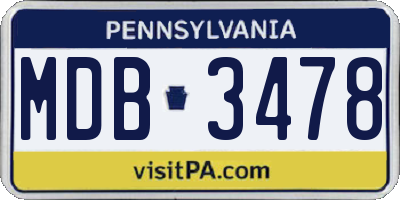 PA license plate MDB3478