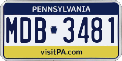 PA license plate MDB3481
