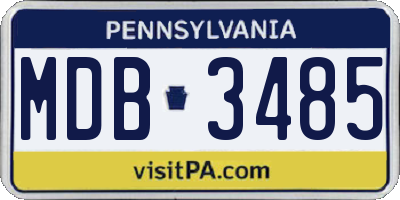 PA license plate MDB3485