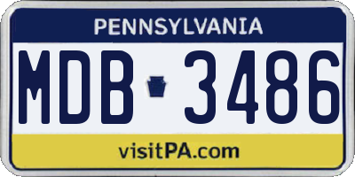 PA license plate MDB3486
