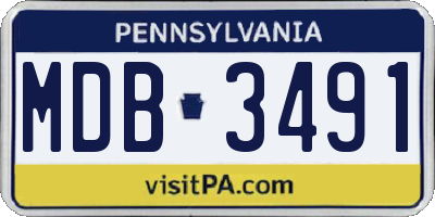 PA license plate MDB3491