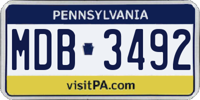 PA license plate MDB3492