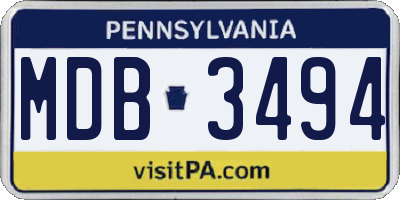 PA license plate MDB3494