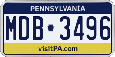 PA license plate MDB3496