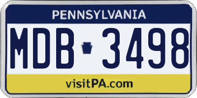 PA license plate MDB3498