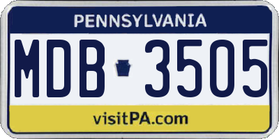 PA license plate MDB3505