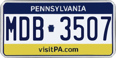 PA license plate MDB3507