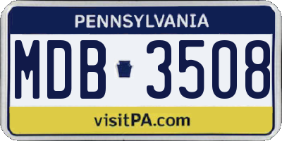 PA license plate MDB3508