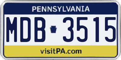 PA license plate MDB3515