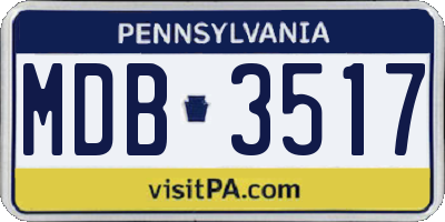 PA license plate MDB3517