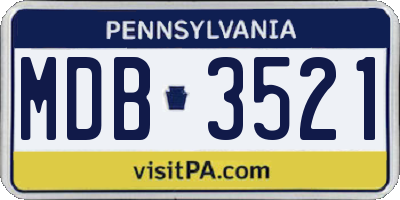 PA license plate MDB3521