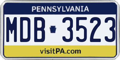 PA license plate MDB3523