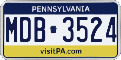 PA license plate MDB3524