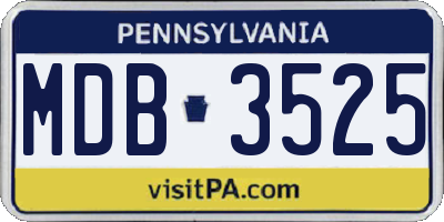 PA license plate MDB3525
