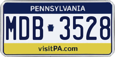 PA license plate MDB3528