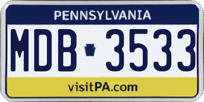 PA license plate MDB3533
