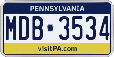 PA license plate MDB3534
