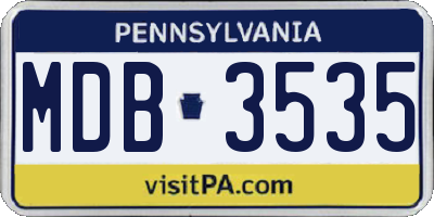 PA license plate MDB3535