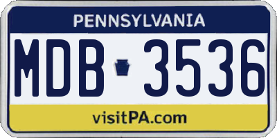 PA license plate MDB3536