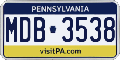 PA license plate MDB3538
