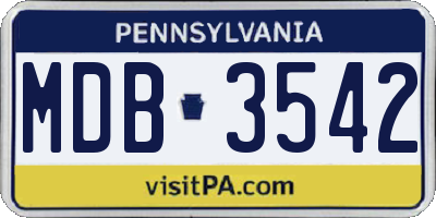 PA license plate MDB3542