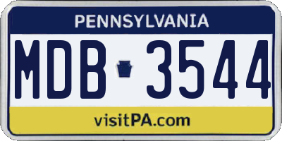 PA license plate MDB3544