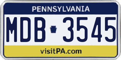 PA license plate MDB3545