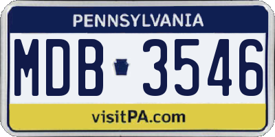 PA license plate MDB3546