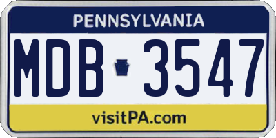PA license plate MDB3547