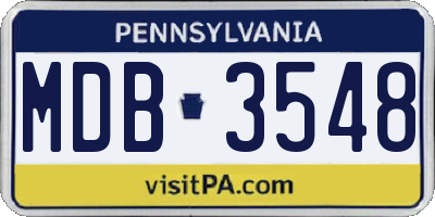 PA license plate MDB3548