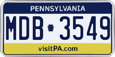PA license plate MDB3549