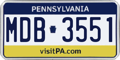PA license plate MDB3551