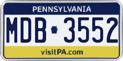 PA license plate MDB3552