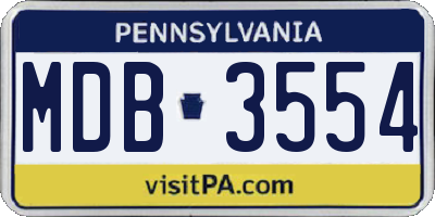 PA license plate MDB3554