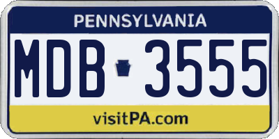 PA license plate MDB3555