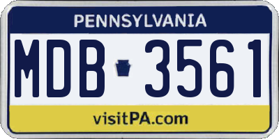 PA license plate MDB3561