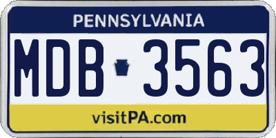 PA license plate MDB3563