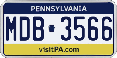 PA license plate MDB3566
