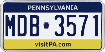 PA license plate MDB3571