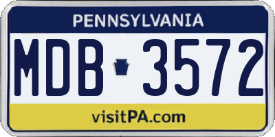 PA license plate MDB3572