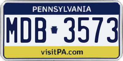 PA license plate MDB3573